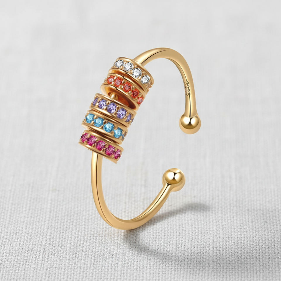 Colorful Beaded Spinner Ring