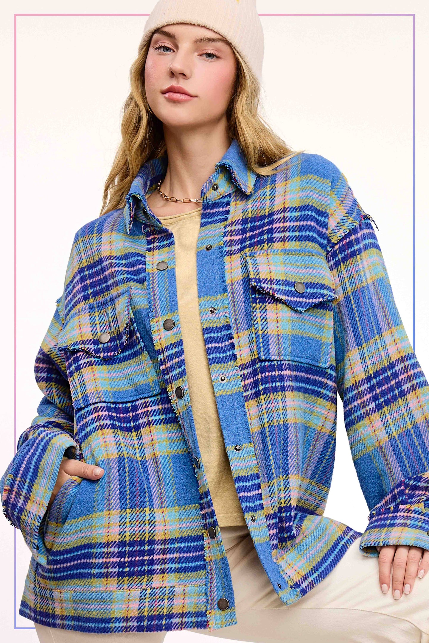 Sky Plaid Shacket (REG)