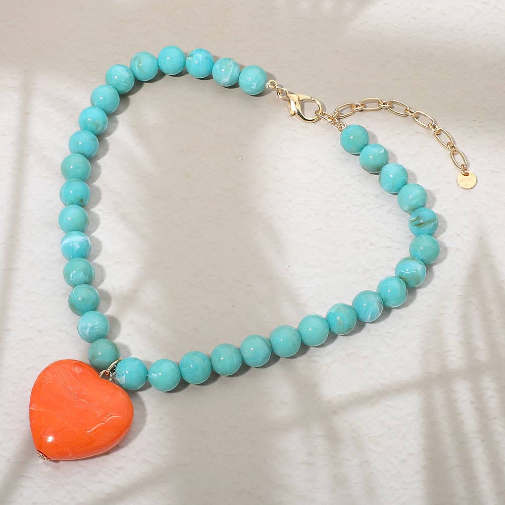 Vibrant Marbled Heart Necklace