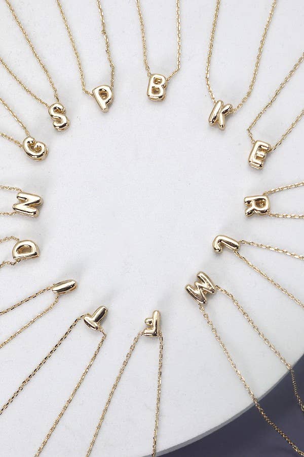 Mini Bubble Letter Initial Necklace