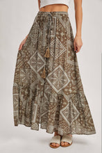 Boho Print Tiered Maxi Skirt in Mocha (REG)