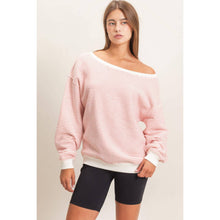 Red Striped Off The Shoulder Sweatshirt (REG)