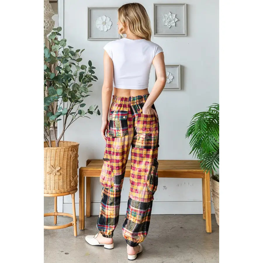 Mix Plaid Pants in Red (REG)