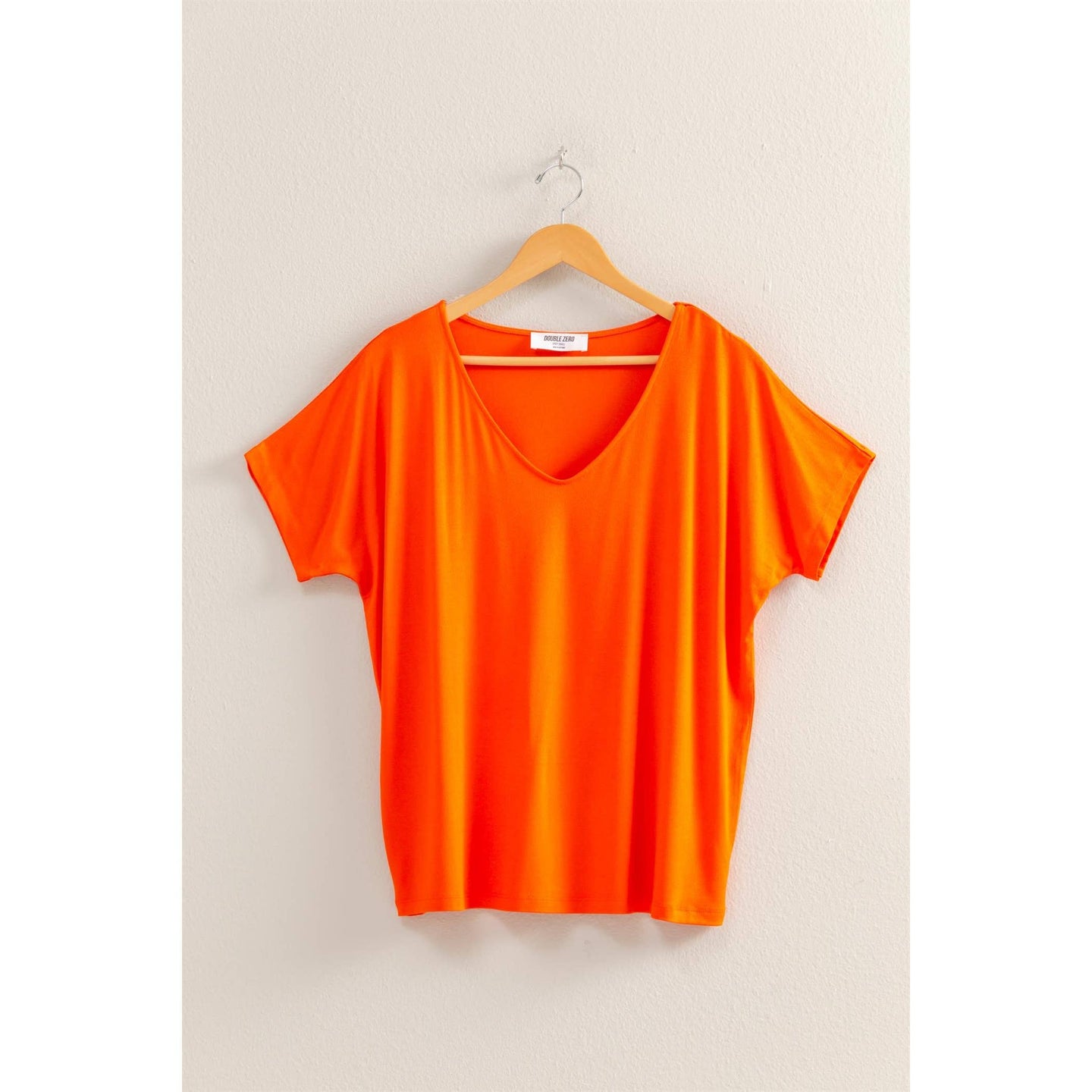 Basic V Neck Dolman Top in Tomato (REG)