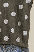 Textured Polka Dot Top in Olive (REG)
