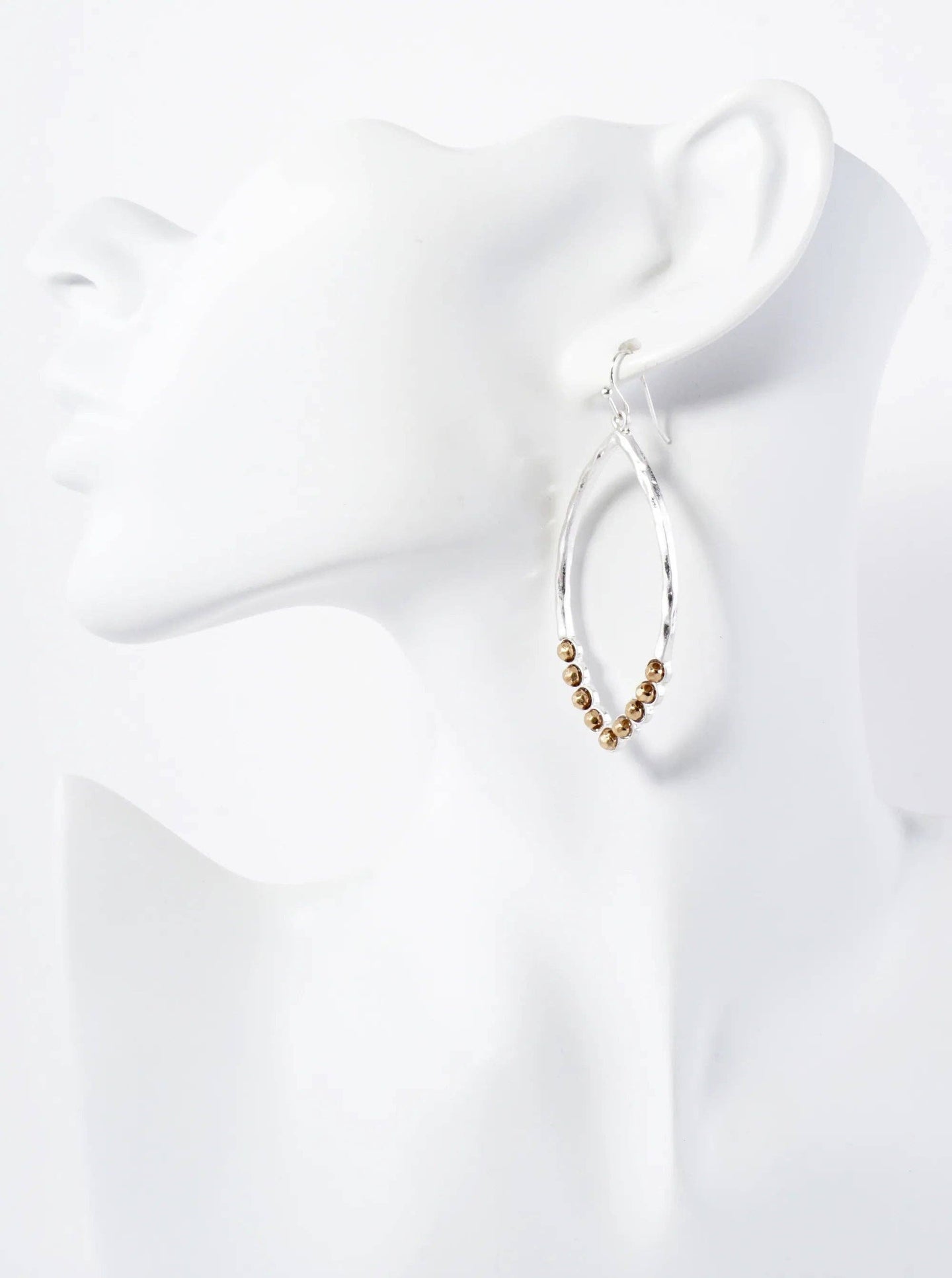 Marquise-Shaped Beaded Dangle Earrings