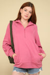 Oversized Henley Sweatshirt in Rose (REG)