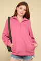 Oversized Henley Sweatshirt in Rose (REG)