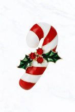 Candy Cane Holly Brooch