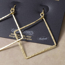Gold Dipped Open Square Drop Earrings