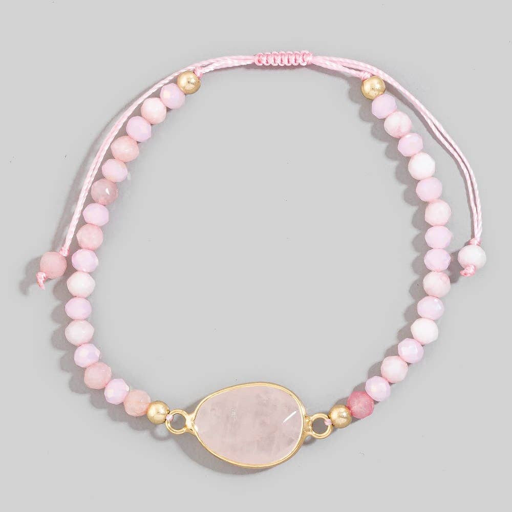 Oval Stone Beaded Cord Bracelet