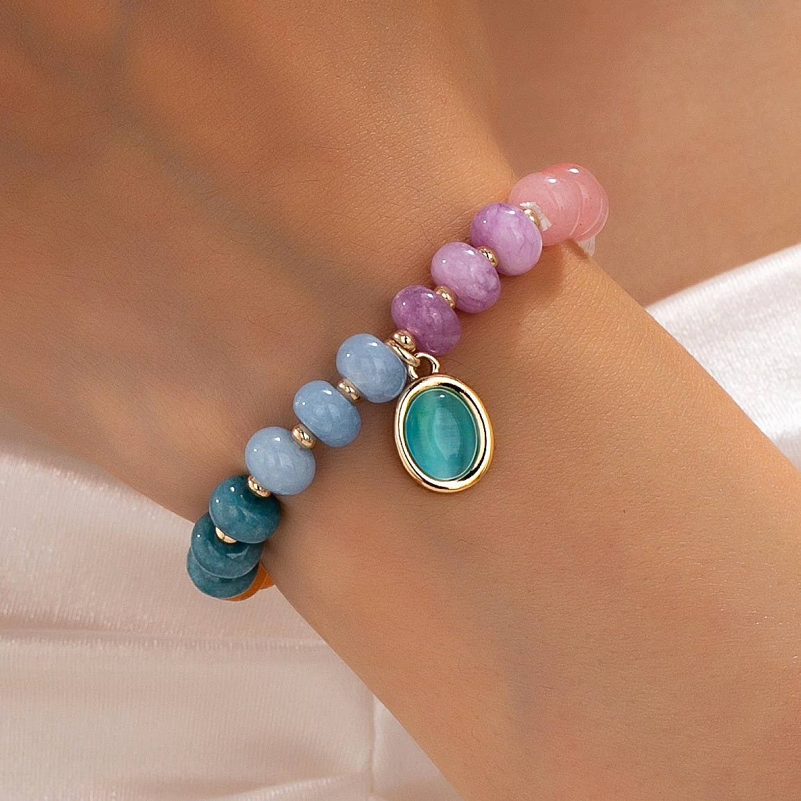 Natural Stone Cateye Stretch Bracelet