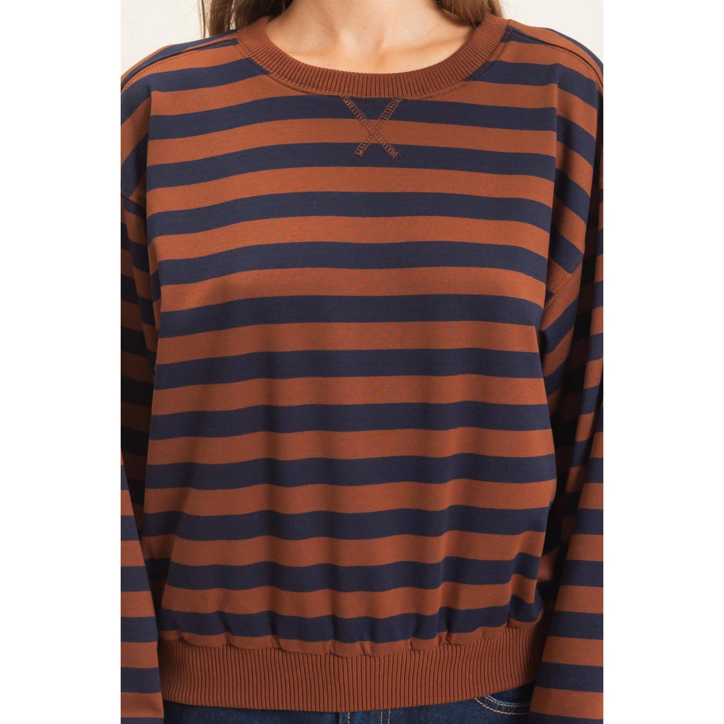 Lyla Striped Sweatshirt in Brown (REG)