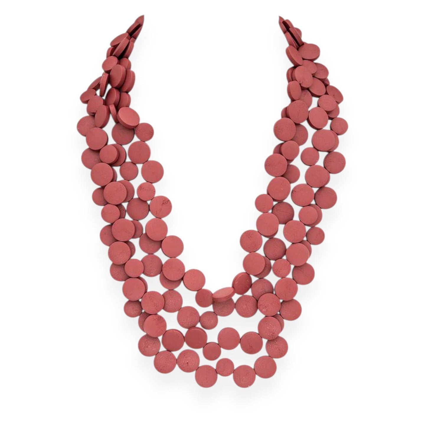 Wooden Disc Statement Necklace