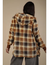 Faux Fur Plaid Jacket in Camel (PLUS)