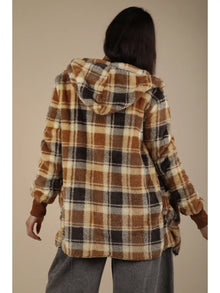 Door Buster * Faux Fur Plaid Jacket in Camel (Reg)