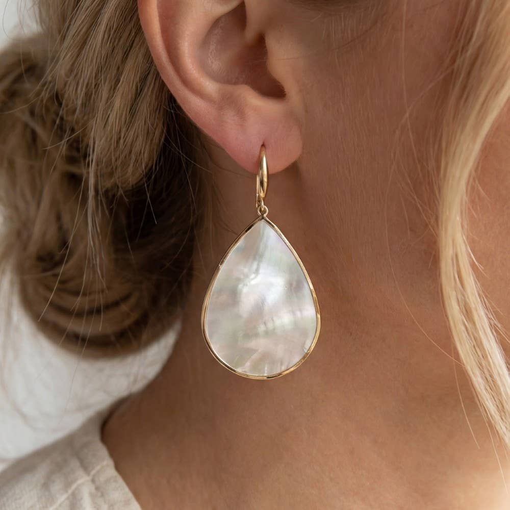 Iridescent Shell Teardrop Earrings