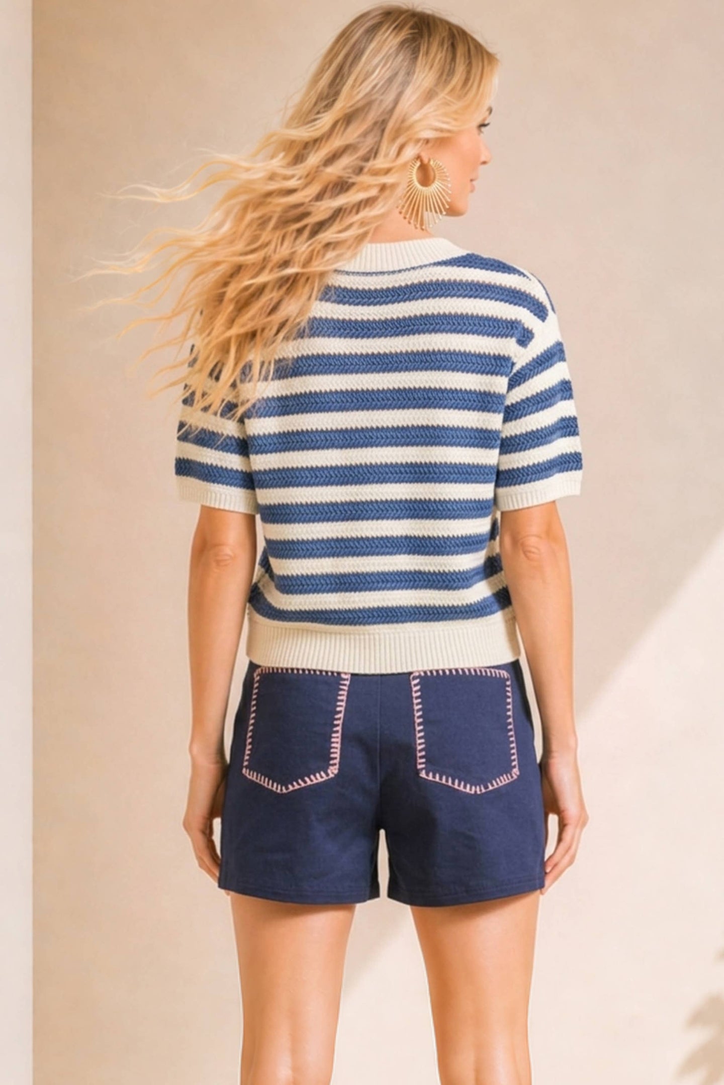 Starfish Button Striped Cardigan (REG)