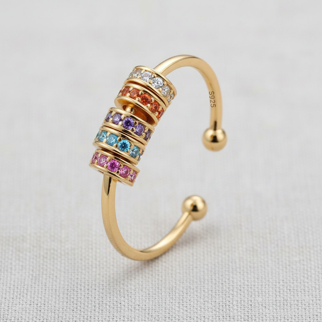 Colorful Beaded Spinner Ring