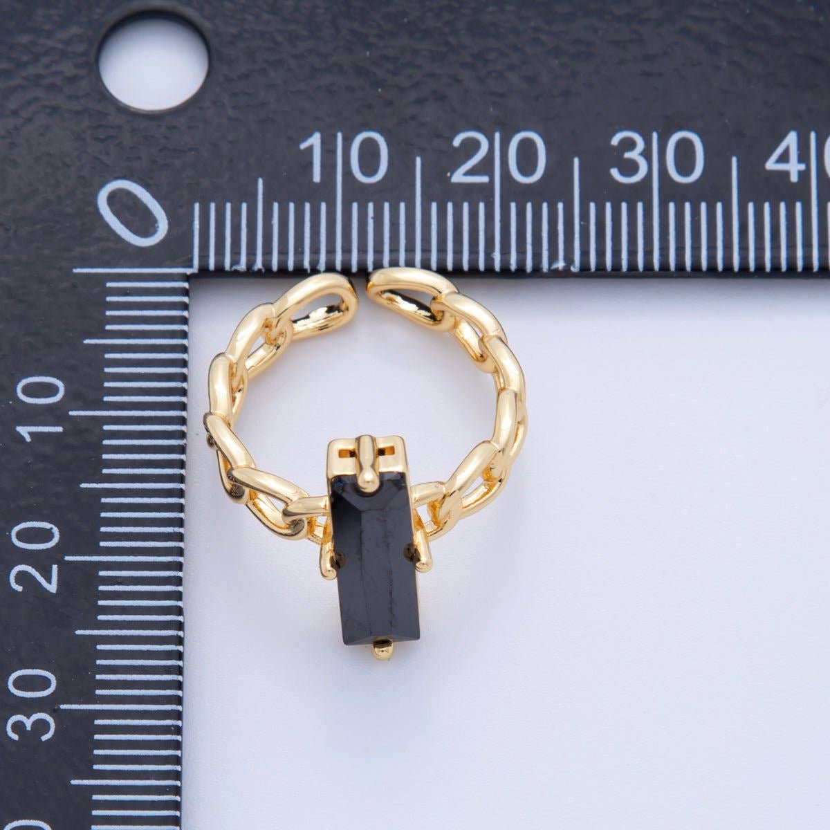 18K Filled Black CZ Solitaire Ring