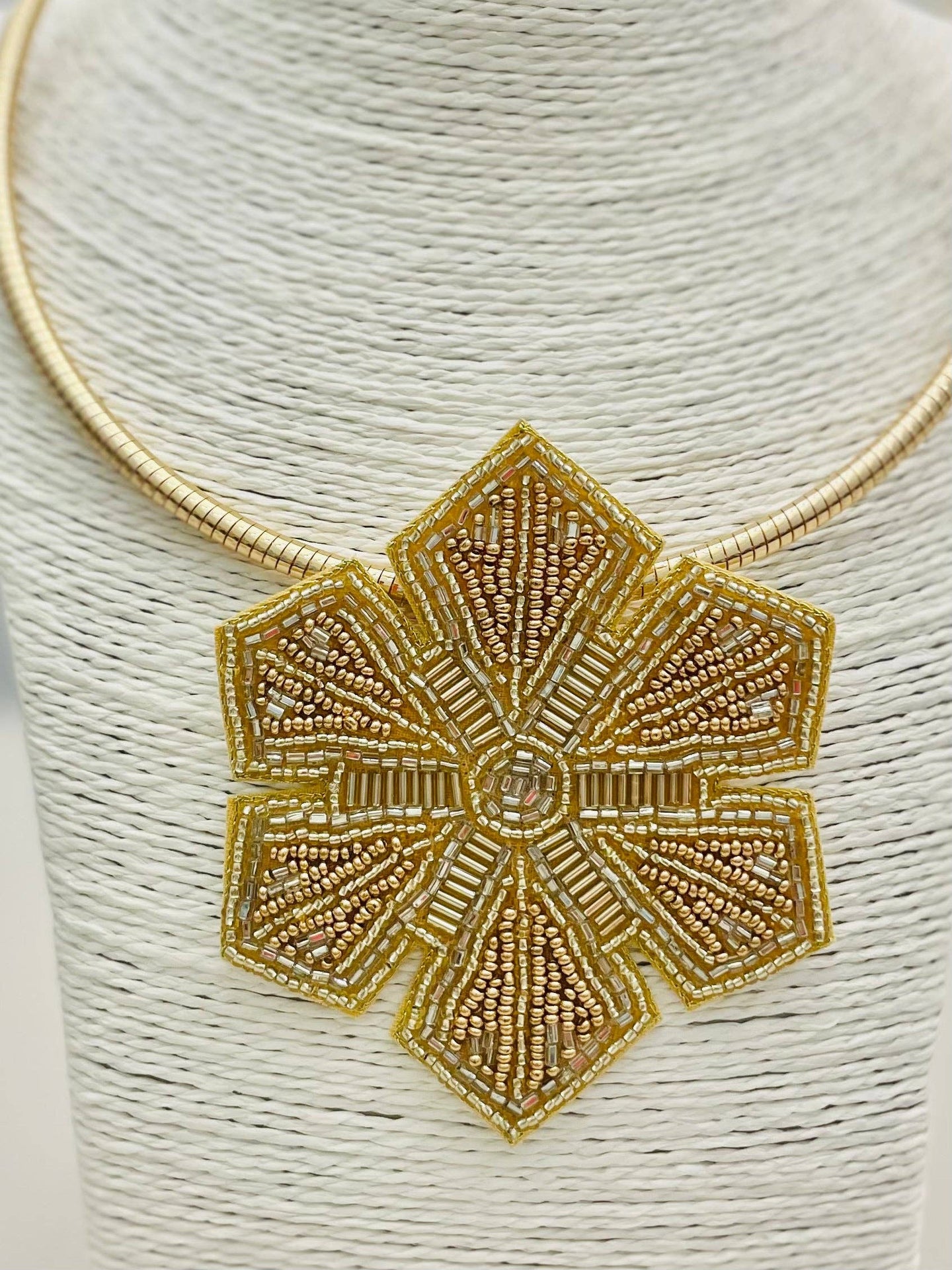 Beaded Snowflake Collar Necklace