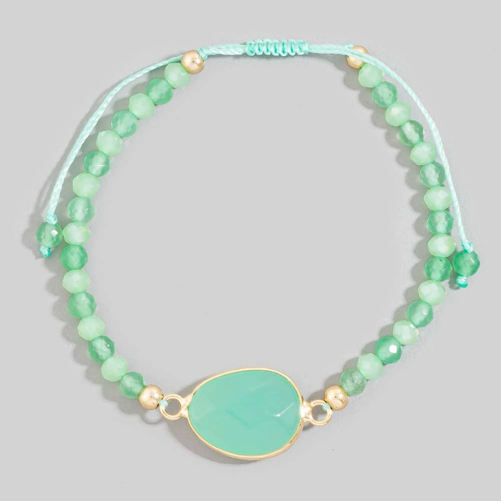 Oval Stone Beaded Cord Bracelet