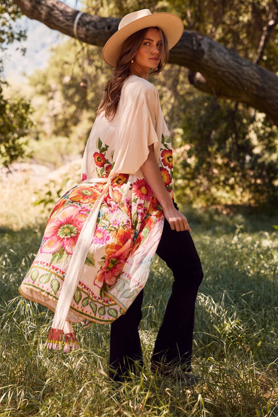Floral Border Kimono Duster (REG)