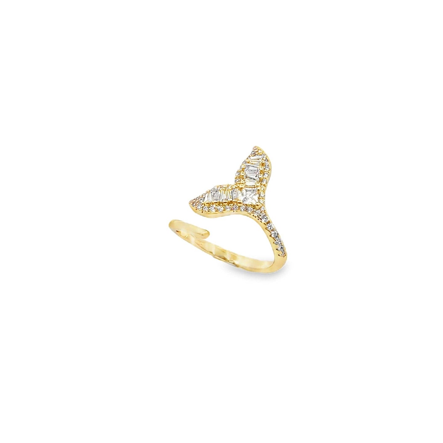 18K Open CZ Dolphin Tail Ring