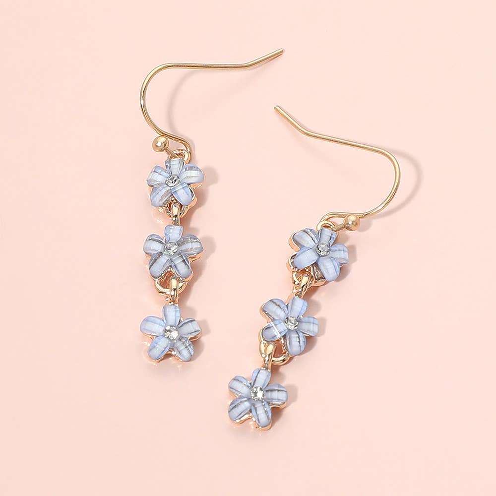 Triple Flower Drop Earrings