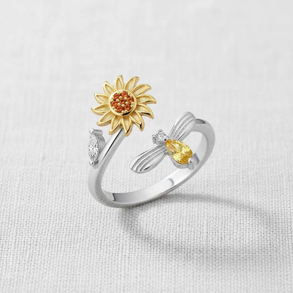 Sunflower Teardrop Ring