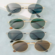 Slim Oval Double Bridge Sunglasses