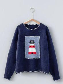 Whipstitch Lighthouse Sweater in Navy (REG)