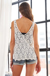 Leaf Crochet Tank Top in Ivory (REG)