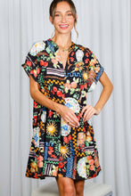 Black Multi Print Mini Dress (REG)
