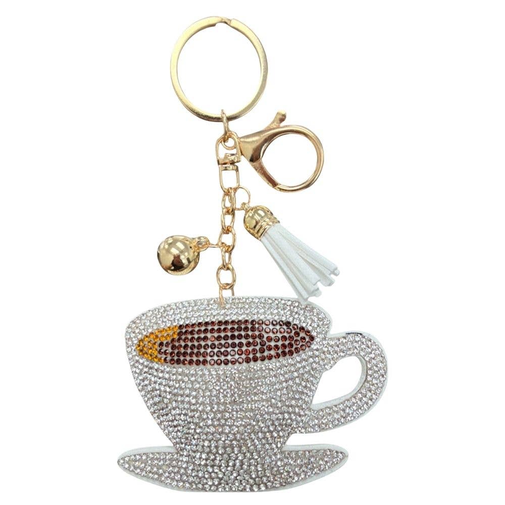 Coffee Cup Sparkle Keychain