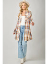 Washed Plaid Shirt Dress in Ivory (REG)