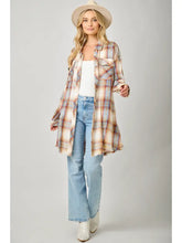 Washed Plaid Shirt Dress in Ivory (REG)