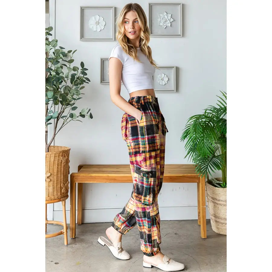 Mix Plaid Pants in Red (REG)