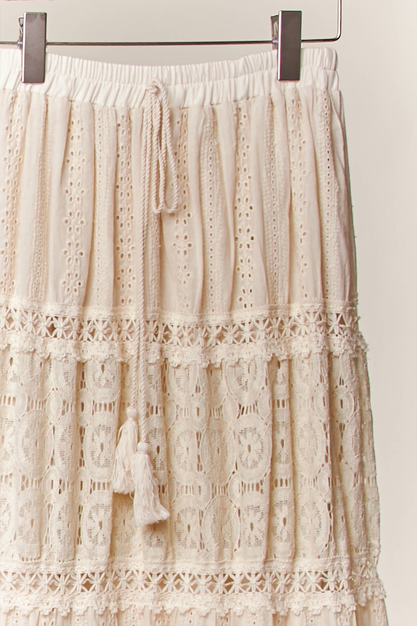 Ivory Lace Trim Maxi Skirt (REG)
