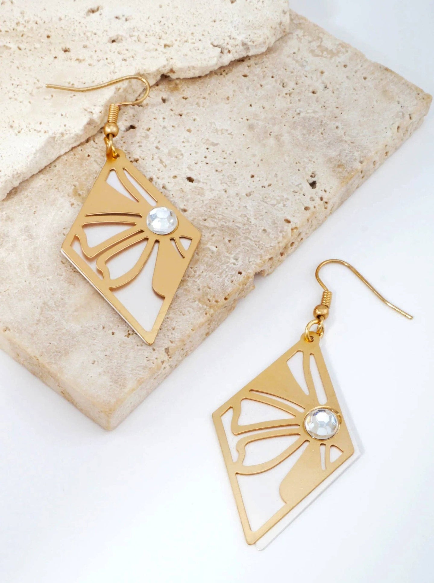 Cutout Diamond Drop Earrings