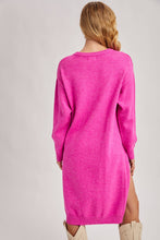 High Slit Longline Sweater in Hot Pink (REG)