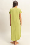Short Sleeve Midi Dress in Pale Olive (REG)