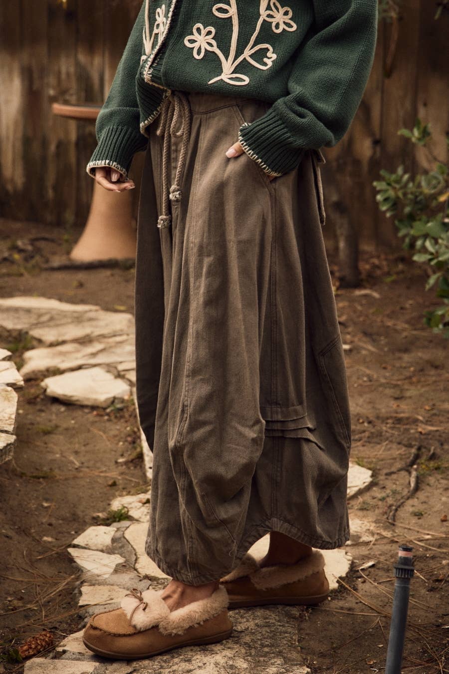 Washed Denim Balloon Skirt in Stone (REG)