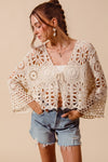 Crochet Tie Cardigan in Natural (REG)
