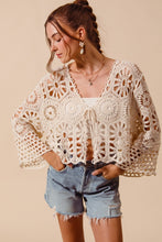 Crochet Tie Cardigan in Natural (REG)