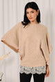 Ecru Lace Trim Dolman Sweater (REG)