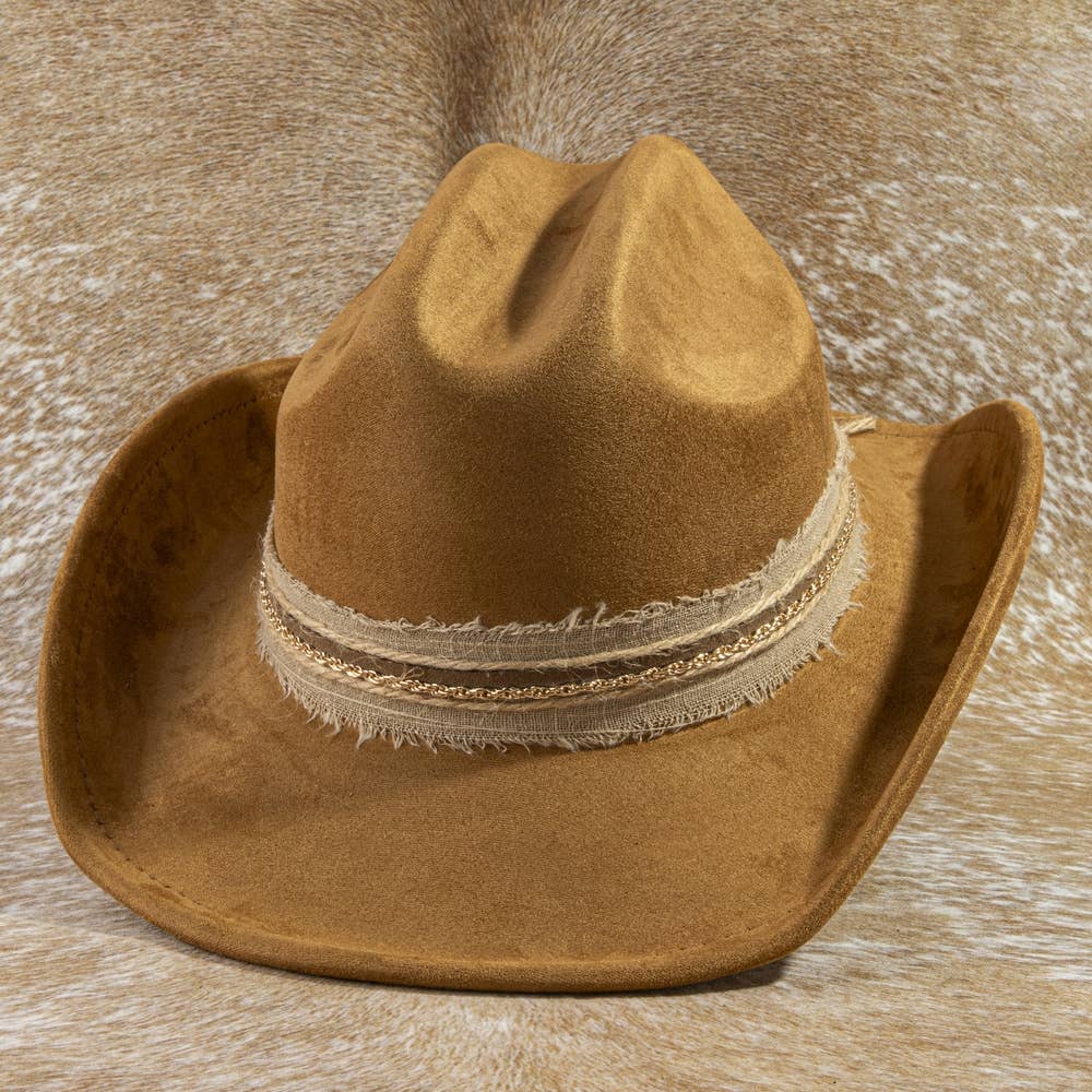 Suede Cowboy Hat w/ Frayed Band