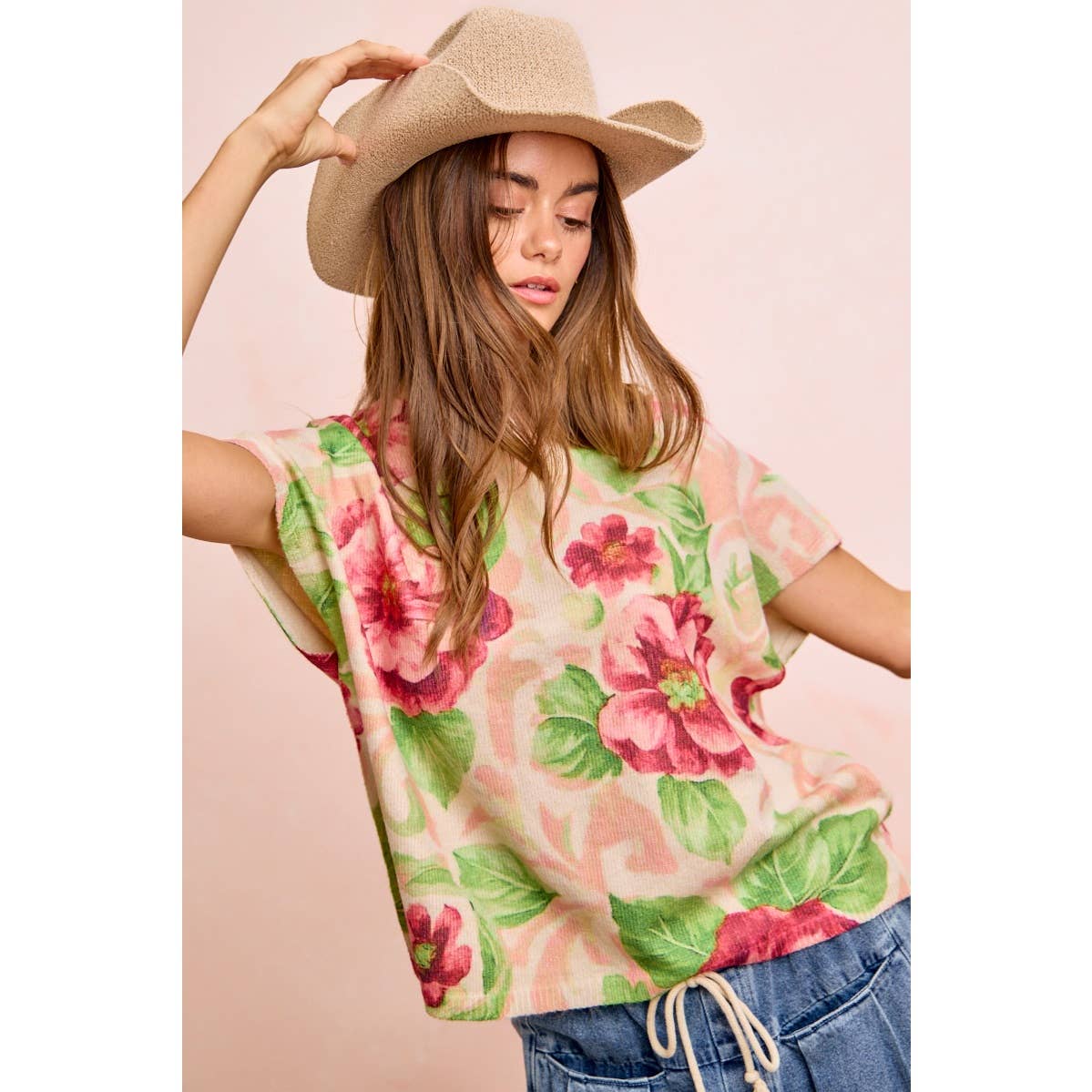 Blush Floral Sweater Top (REG)