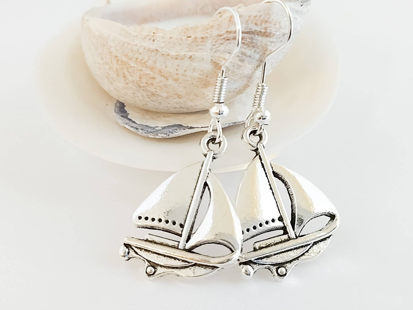 Silver Sailboat Earrings