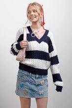 Tasha Cable Knit Sweater in Navy (REG)